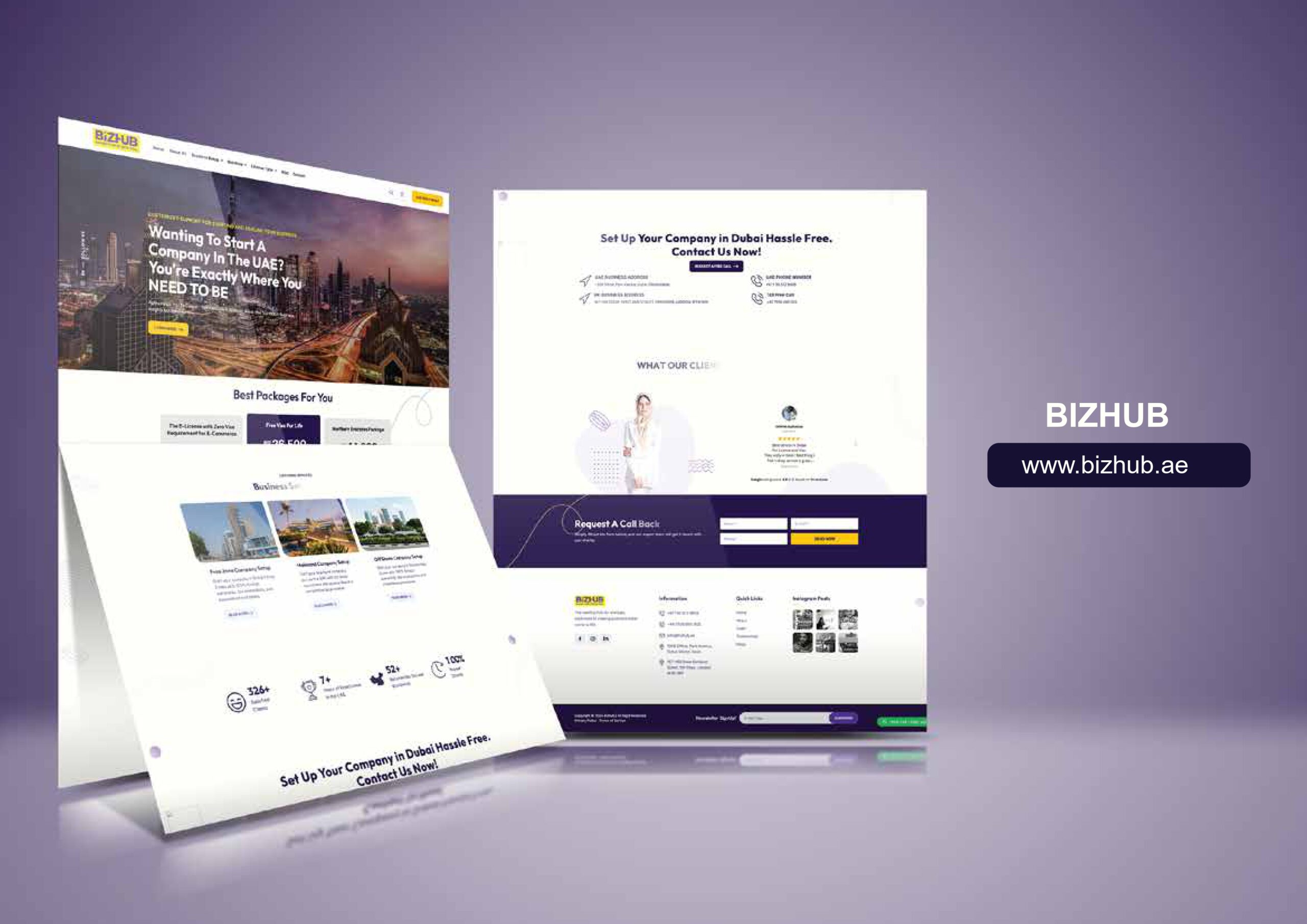 BizHub business solutions website displayed across three devices