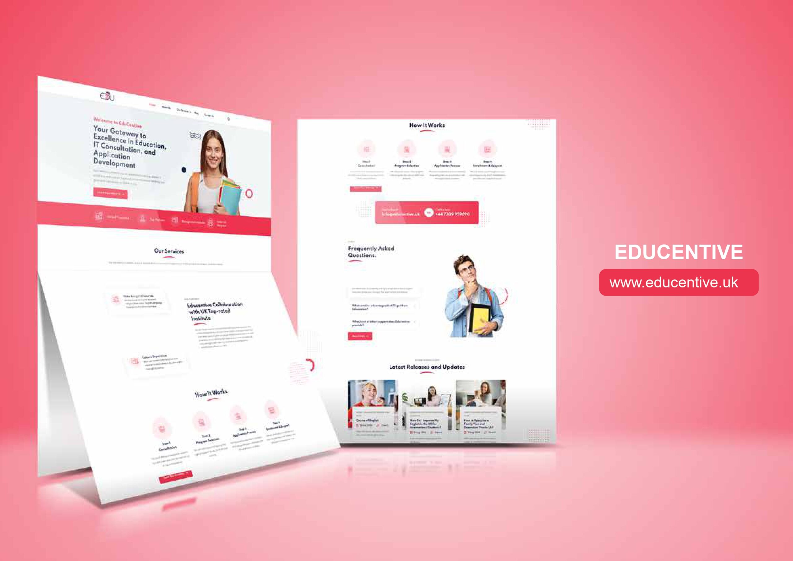 EduCentive educational services website displayed across three devices