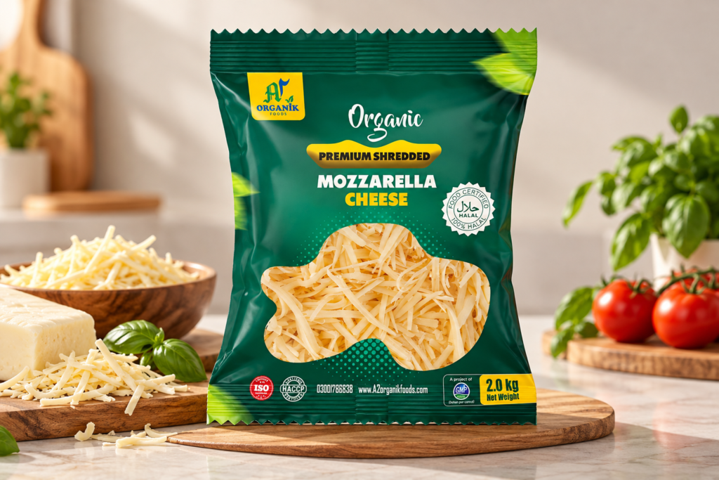 Premium Organic Mozzarella Cheese Packaging