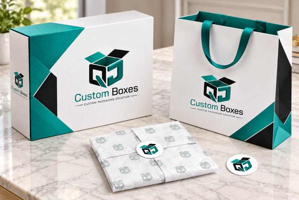 Premium Teal Custom Packaging Display.
