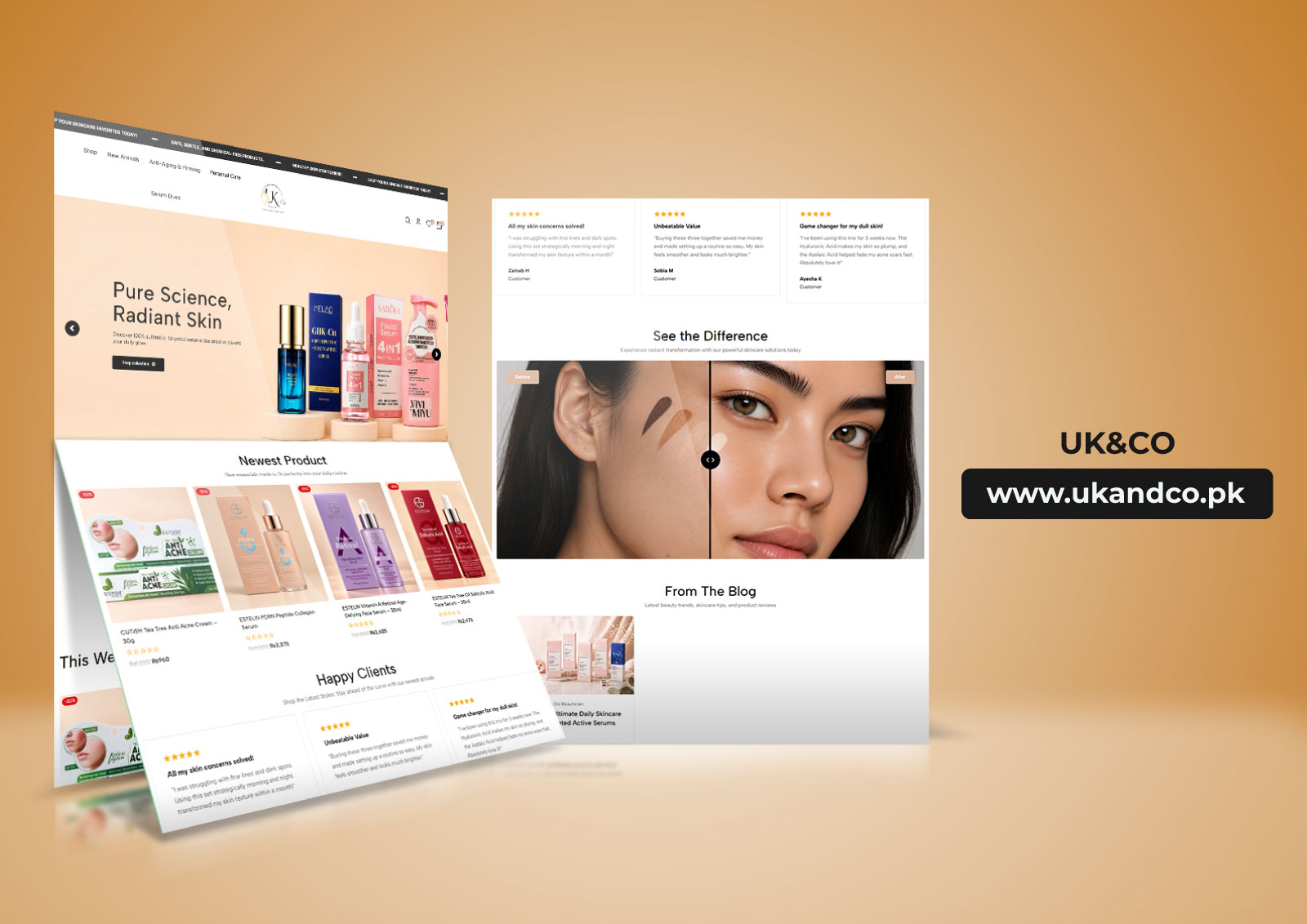 UK & Co skincare ecommerce website